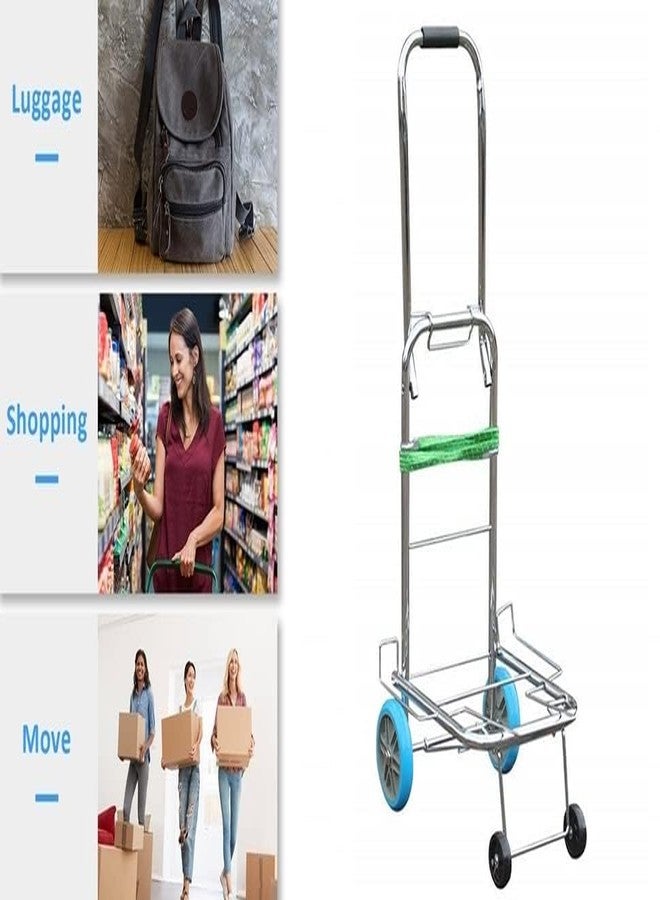DHAVAL 4-Wheel Foldable Stainless Steel Luggage Cart Heavy-Duty Hand Truck Trolley, 200Kg Durable, Versatile, and Space-Saving for Travel, Shopping, Garden Use - Image 3
